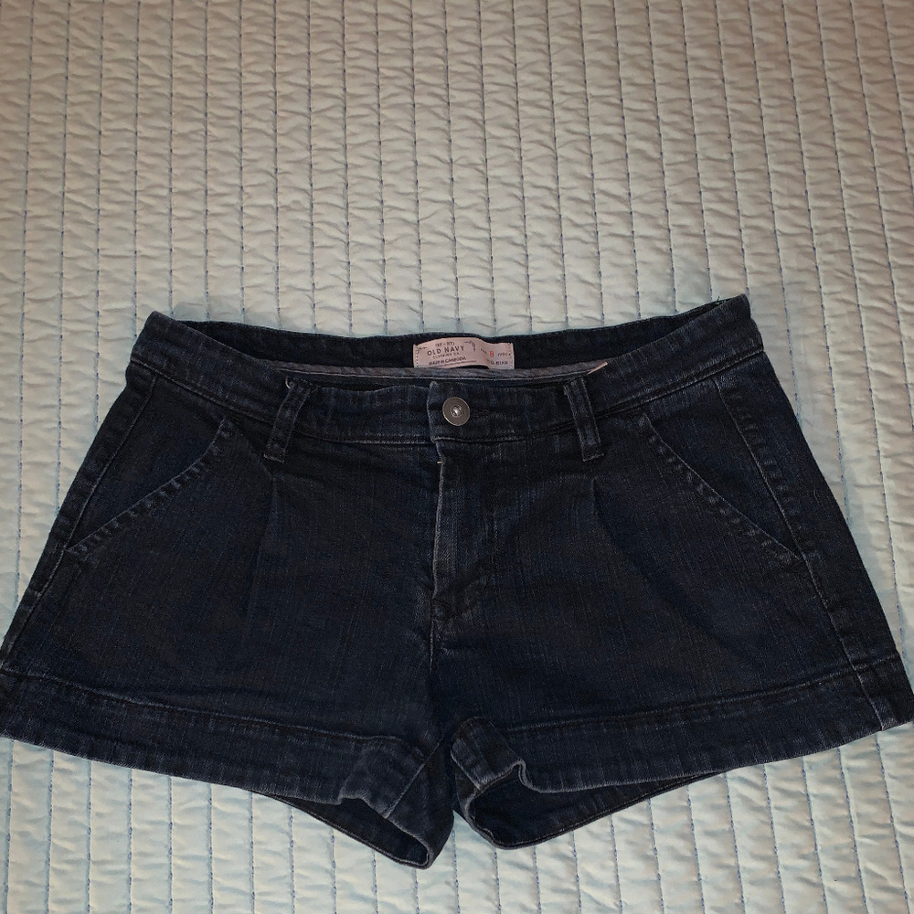 Mid-rise Navy Blue denim shorts